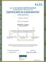 Certificazione conformità UNI 108:2016 Novembre 2017